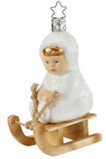 Inge Glas Child on Sled, Kinder of Sledding 10005S018 German NEW w/FREE Gift Box