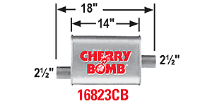 Cherry Bomb Turbo 2.5" Offset/Center Muffler Performance Exhaust - 16823CB - Bild 2 von 2