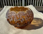 Fenton Art Glass Lily of the Valley Cameo Amber Opalescent Rose Bowl Vase