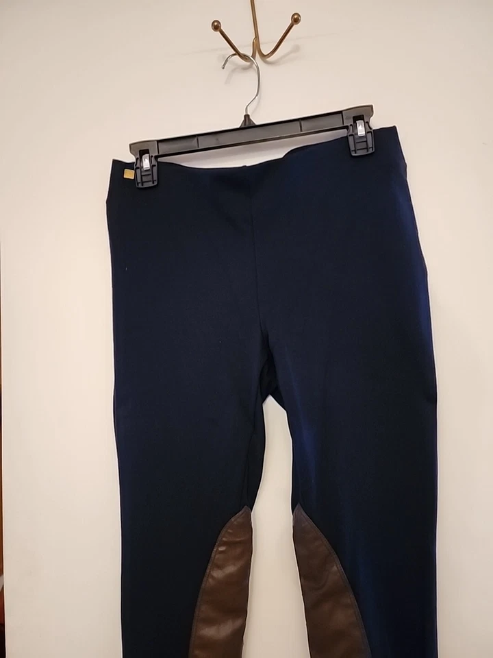 Ralph Lauren Etiqueta Negra Mujer’s Azul Marino Imitación Cuero Ribete Leggings Pantalones Talla M Foto 3 de 4