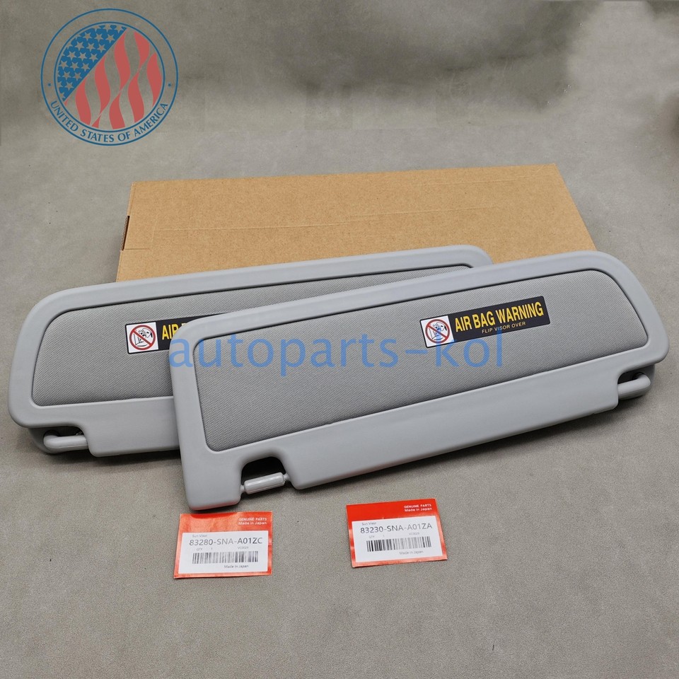 Pair Of Light Gray Sun Visors For 2006-2011 Honda Civic – Driver & Passenger Side (OEM Replacement)