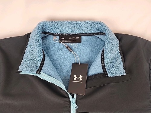 NWT Men's Under Armour Golf Blue Sherpa Fleece Lined Full Zipper Jacket Size 2XL - Picture 4 of 9