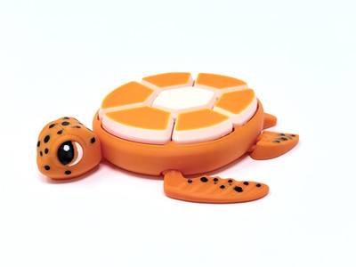 Orange Sea Turtle Sensory Fidget Toy: with 7 Clickers, Large, Multicolor 3D PLA