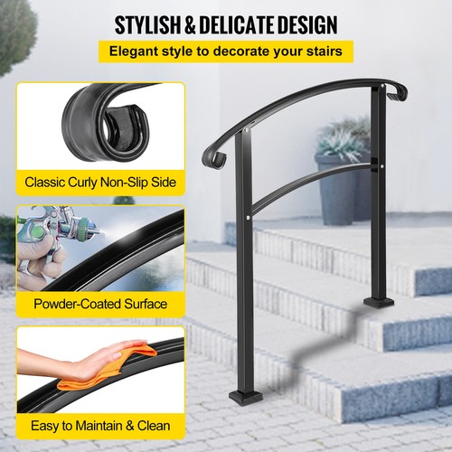 Transitional Handrail Fits 3 Steps Matte Black - Picture 6 of 11