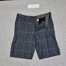 O'Neill Men Shorts 34 Navy Plaid Chino A52180131 Button Zipper 10" Inseam