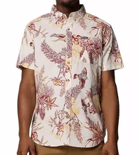 Columbia Mens Large Rapid Rivers Printed Short Sleeve Shirt Sea Salt Outbacked