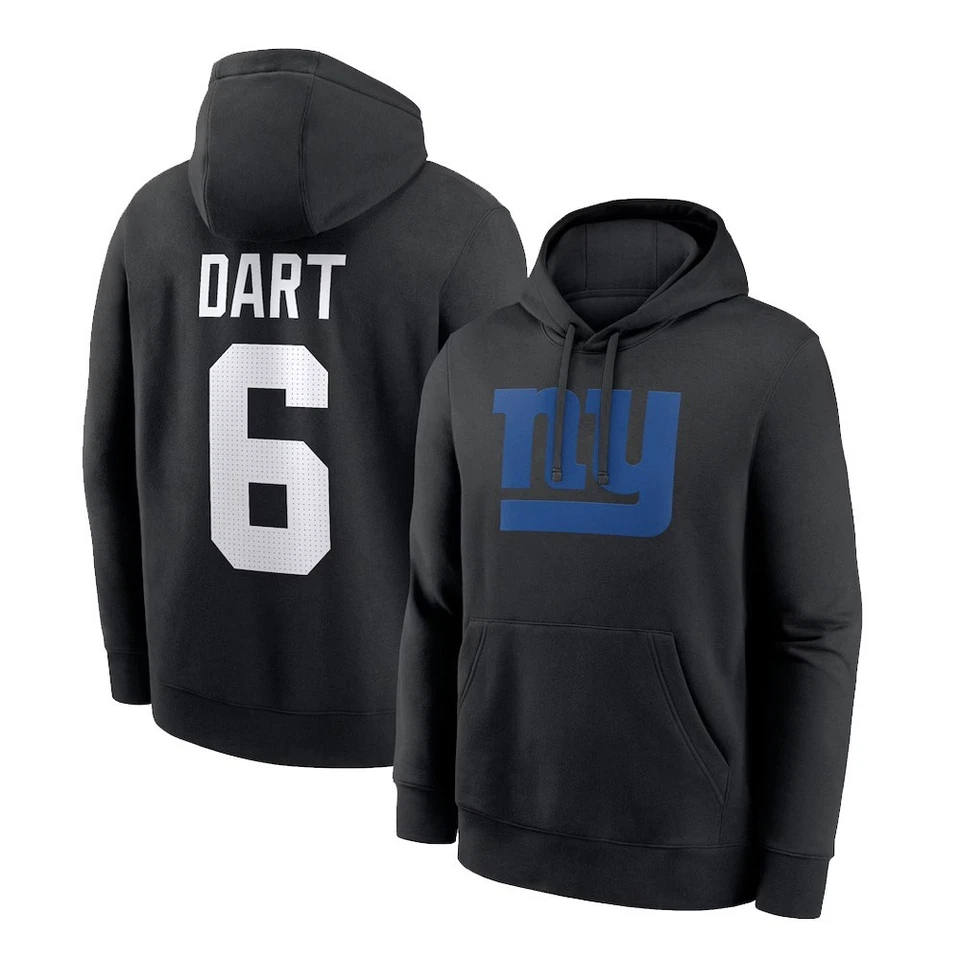 QUENTE! Moletom com capuz Jaxson Dart & Cam Skattebo New York Giants 2025 nome e número do jogador - Imagem 4 de 4