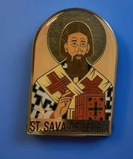Catholic St Sava Of Serbia Colorized Gold Tone Visor Clip