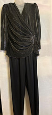 Women Metallic Black Long Sleeve Party Luxury Jumpsuit sz.M/L