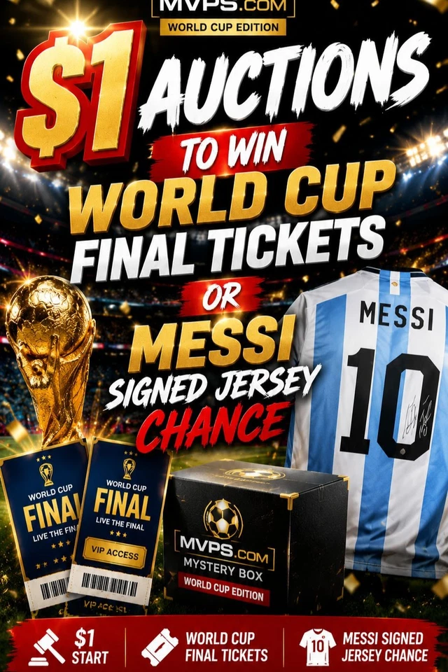 $1 AUCTION TO WIN WORLD CUP FINAL TICKETS OR MESSI SIGNED JERSEY CHANCE