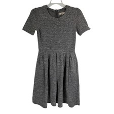 Madewell 1937 Grey Heathered Knit Fit Flare Mini Dress Short Sleeve Zip women Xs