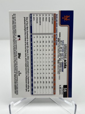 2025 TOPPS CHROME LUISANGEL ACUNA RC LIGHTBOARD SP NO. 56 NEW YORK