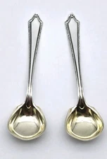 (2x) Vintage Sterling Silver Salt Condiment Baby Spoon 2.5" Gold Wash Bowl 9.5g