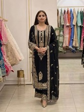 New Launching Faux Georgette Black Salwar Kameez With Dupatta For Party