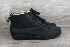 Vionic Shawna Black Nubuck Women’s Sz 9.5 Zip Lace Up Water Repellent Ankle Boot