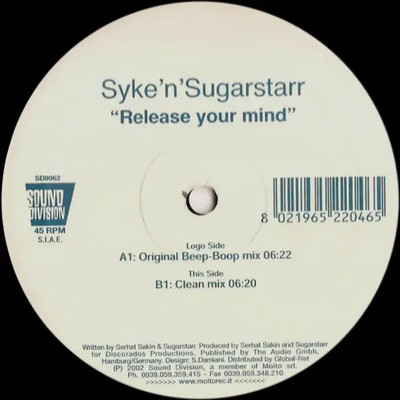 Syke N Sugarstarr Release Your Mind Vinyl Single 12inch NEAR MINT Sound Div