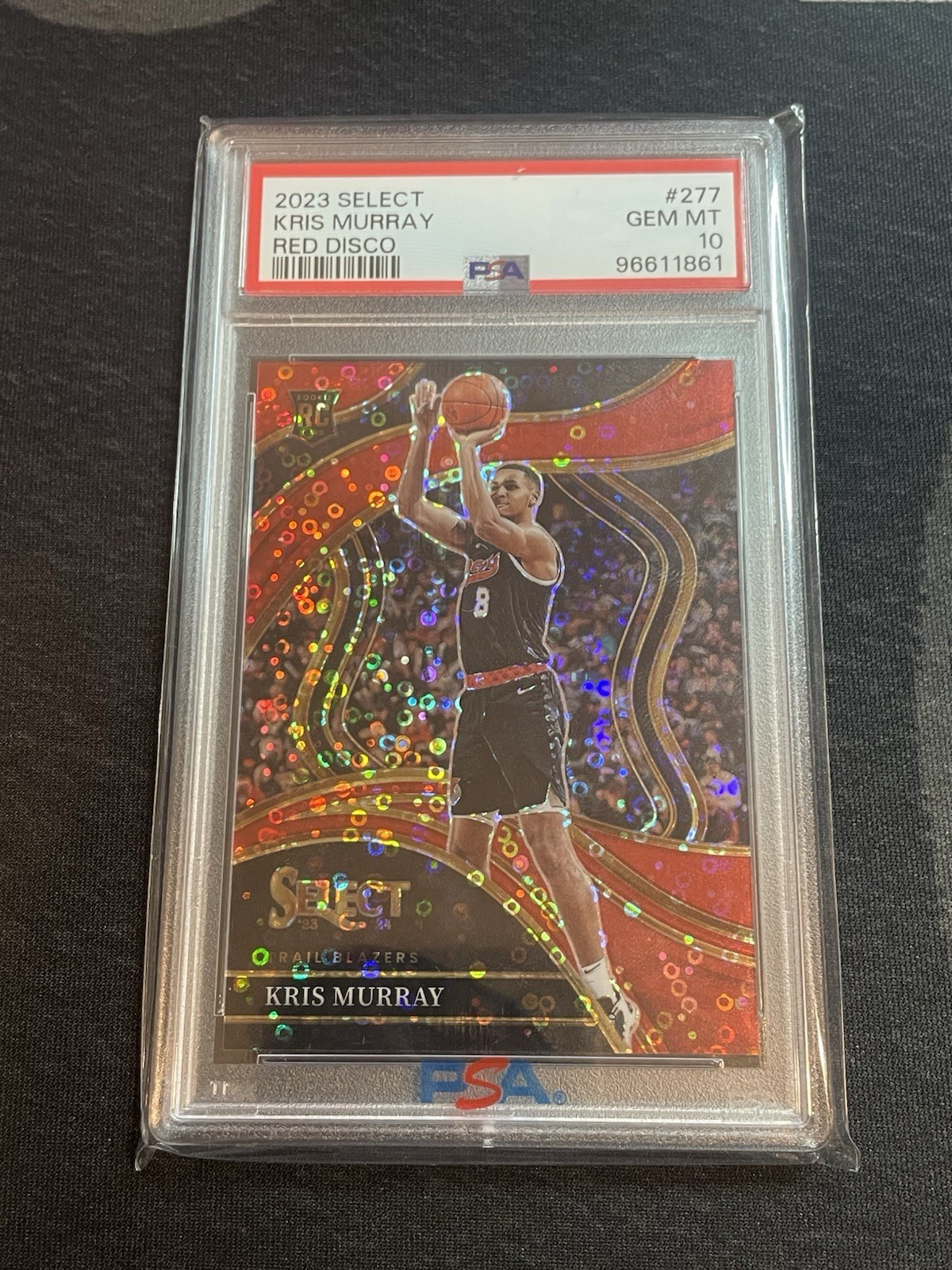 2023-24 Panini Select Courtside Kris Murray #277 Red Disco Prizm /49 (RC) PSA 10