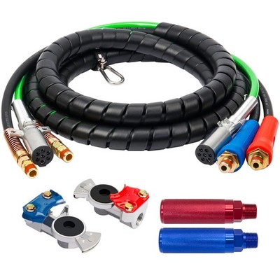 HeavyDuty 7Way Electric Cable Wrap ABS Air Hose 15 Ft for Truck Trailer Rig