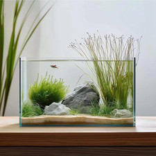 3 Gallon Glass Fish Tank, Easy to Maintain Small Aquarium for Betta/Goldfish/Sna