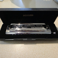 Hohner Mellow Tone Chromatic Harmonica Key of C Silver Metal Chrome w/ Case