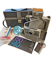 Vintage Polaroid Land Camera Model 340 Complete W/ Case, Flash, Manual Untested