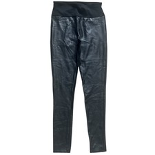 Spanx Leggings Womens Medium Black Faux Leather High Waist Shaping Pull On