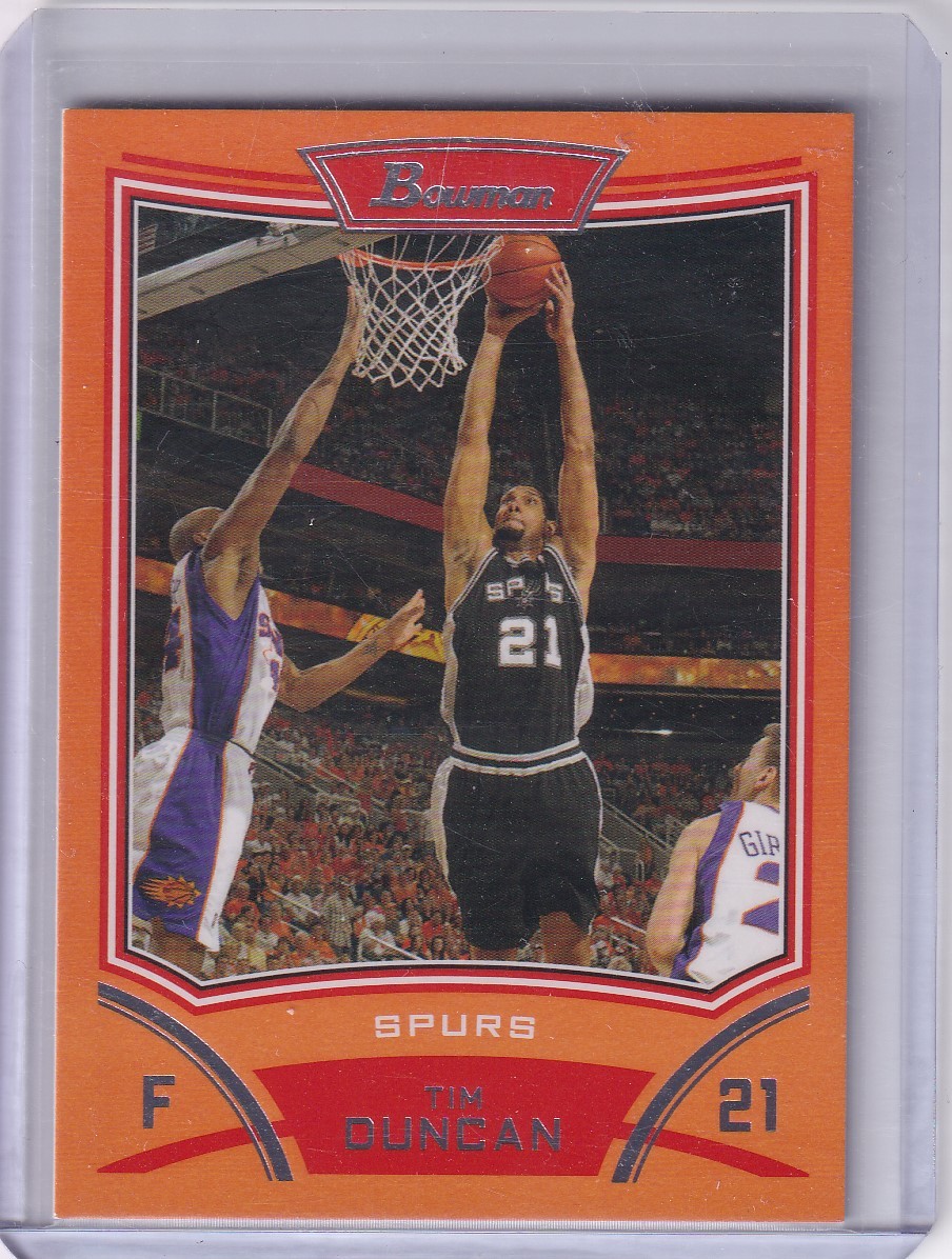 2008-09 Bowman #21 Tim Duncan Orange #/299
