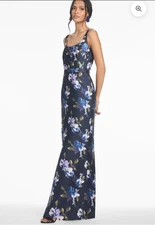 $995 NWT Sachin & Babi Lana Floral Sequins Gown In Midnight Corsage. Size 10