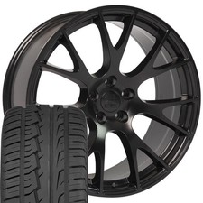 Satin Black 22x10 Rims 28545 Tires Set Fit Dodge Ram 1500 Hellcat