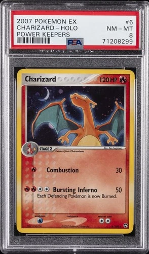 2007 POKEMON EX POWER KEEPERS #6 CHARIZARD-HOLO PSA 8