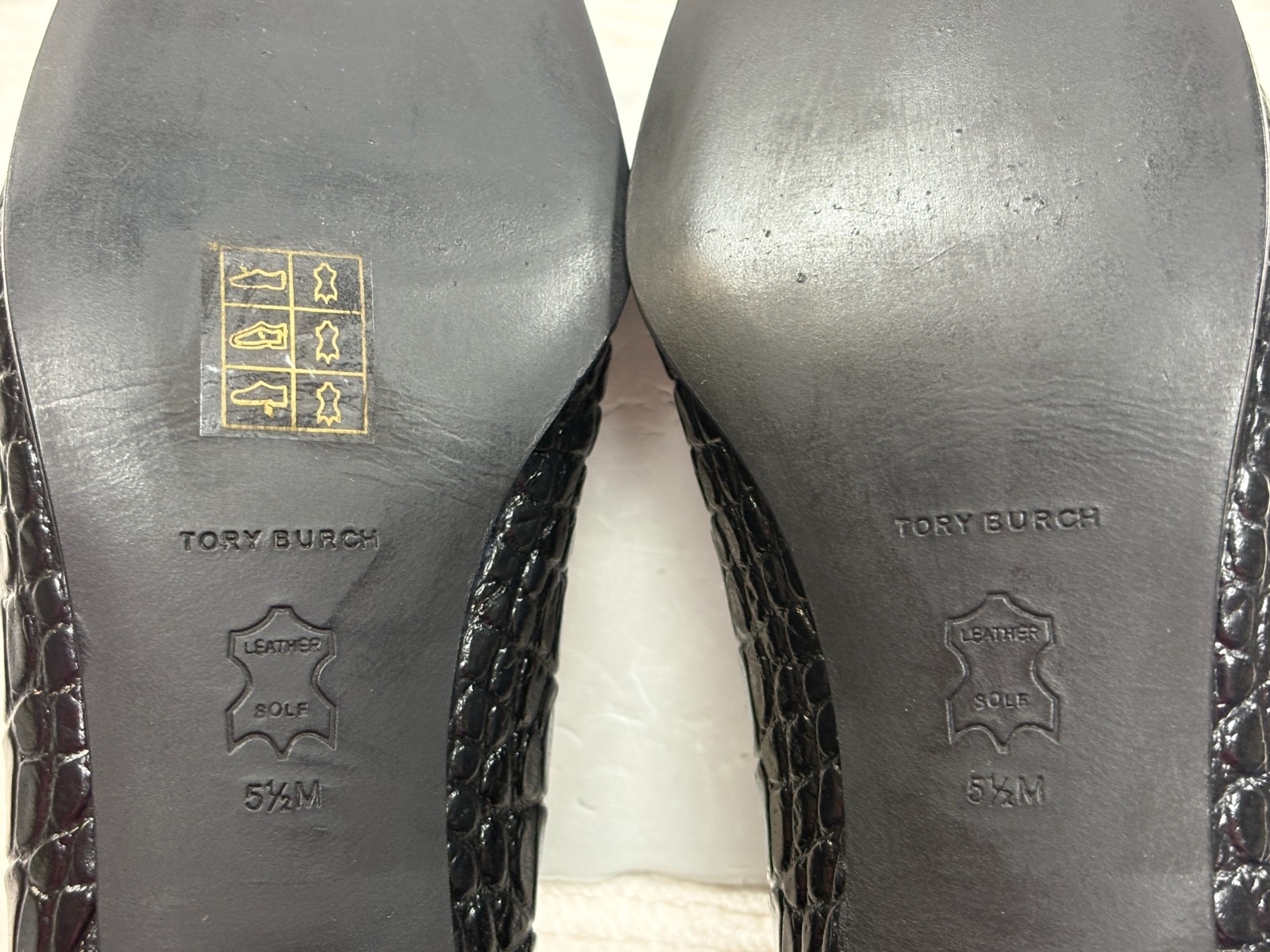 NEW-Tory Burch-Women Black crocodile leather heel shoes.139657-Sz-5.5M.Vietnam thumbnail 12