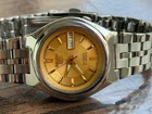 Vintage Seiko 5 Automatic Watch 21 jewels Japan Golden Dial Spares/Repairs 36mm