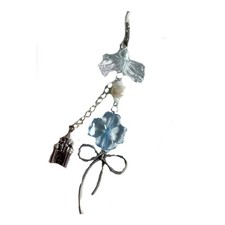 Bowknot Blue Clovers Pendant Castle Theme Resin Keychain Accessory For Daily Use