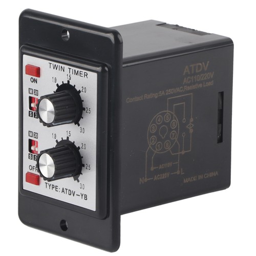 Knob Control Time Switch Relay On Off Twin Timer Relay ATDV YB AC110v 220V - Picture 3 of 11