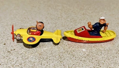 Vintage Corgi Popeye Boat And Olive Oil Plane