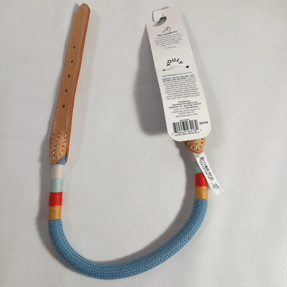 YOULY The Wanderer Blue Leather Rope Durable Dog Collar Large - Image 3 of 3