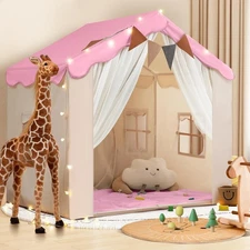 Kids Tent with Padded Mat Playhouse Tent 2 in 1, Kids Play Tent Large Space I...