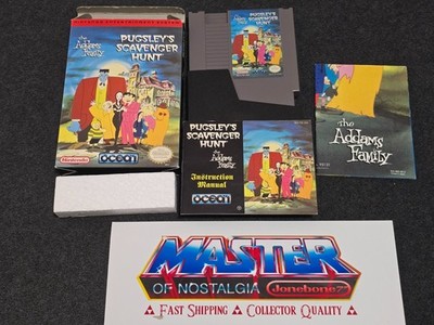 NES Nintendo Addams Family PUGSLEY'S SCAVENGER HUNT Complete CIB Box Game Poster