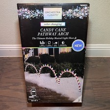 Gemmy Orchestra of Lights Christmas Candy Cane Arch 3-Count LED Pathway Markers