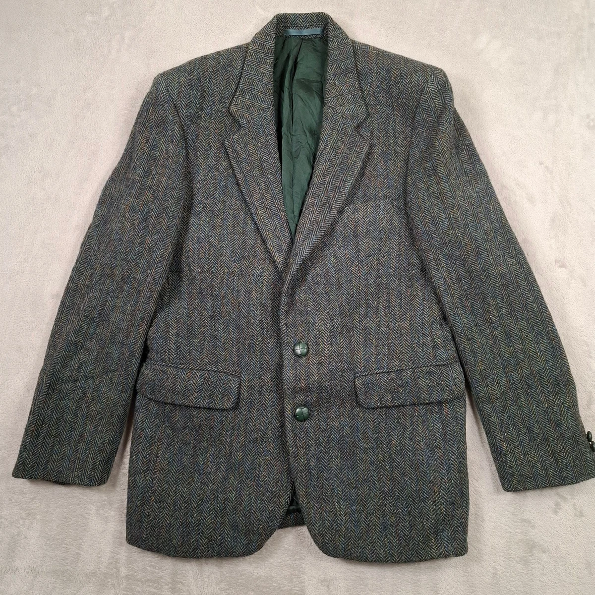 Blazer Homme Harris Tweed En Laine épi Taille UK 40 - Occasion Très Bon état, Marron, Doublé Viscose