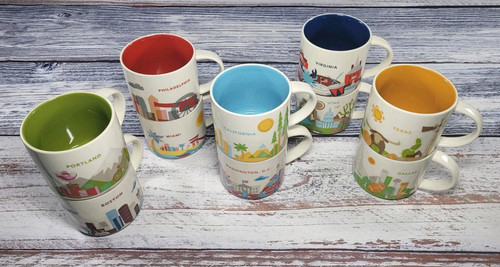 Starbucks You Are Here Mug Lot Of 10 Collection Coffee Mugs Cups 14oz