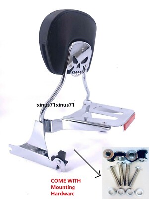 DETACHABLE SKULL BACKREST SISSY BAR LUGGAGE RACK WITH DOCKING 4 HARLEY  BREAKOUT