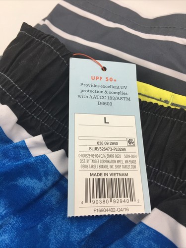 Cat & Jack Boys Size L Gray Yellow Blue Stripe Swim Shorts Trunks NWT Free Ship - Picture 4 of 4
