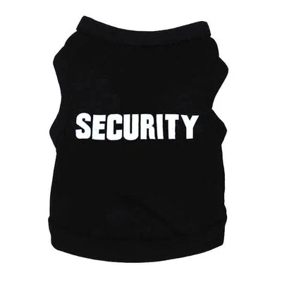 Dog Black SECURITY Puppy Clothes T-Shirt Coat Vest Top Warm XS S M L XL 2XL 3XL