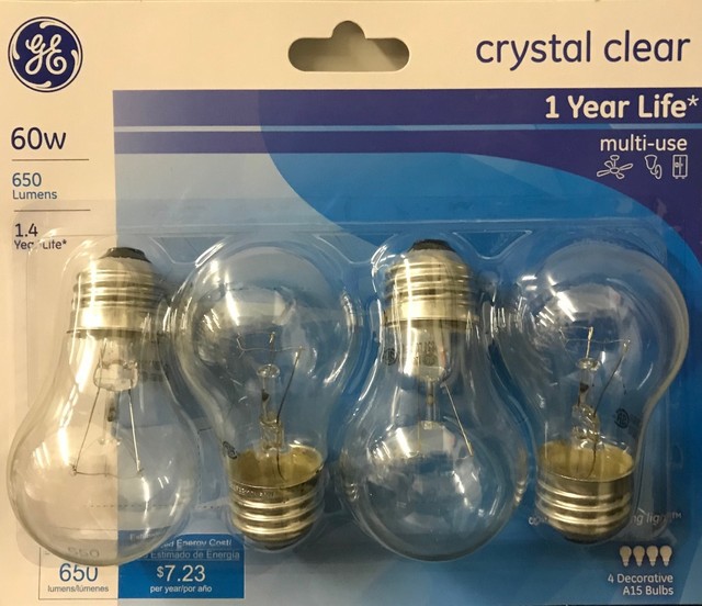 Ge A15 Clear Ceiling Fan Bulbs 60w 650 Lumens 16 For Sale Online