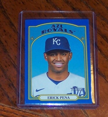 2021 Topps Heritage Minor League Edition Blue Border 28/99 Erick Pena #32