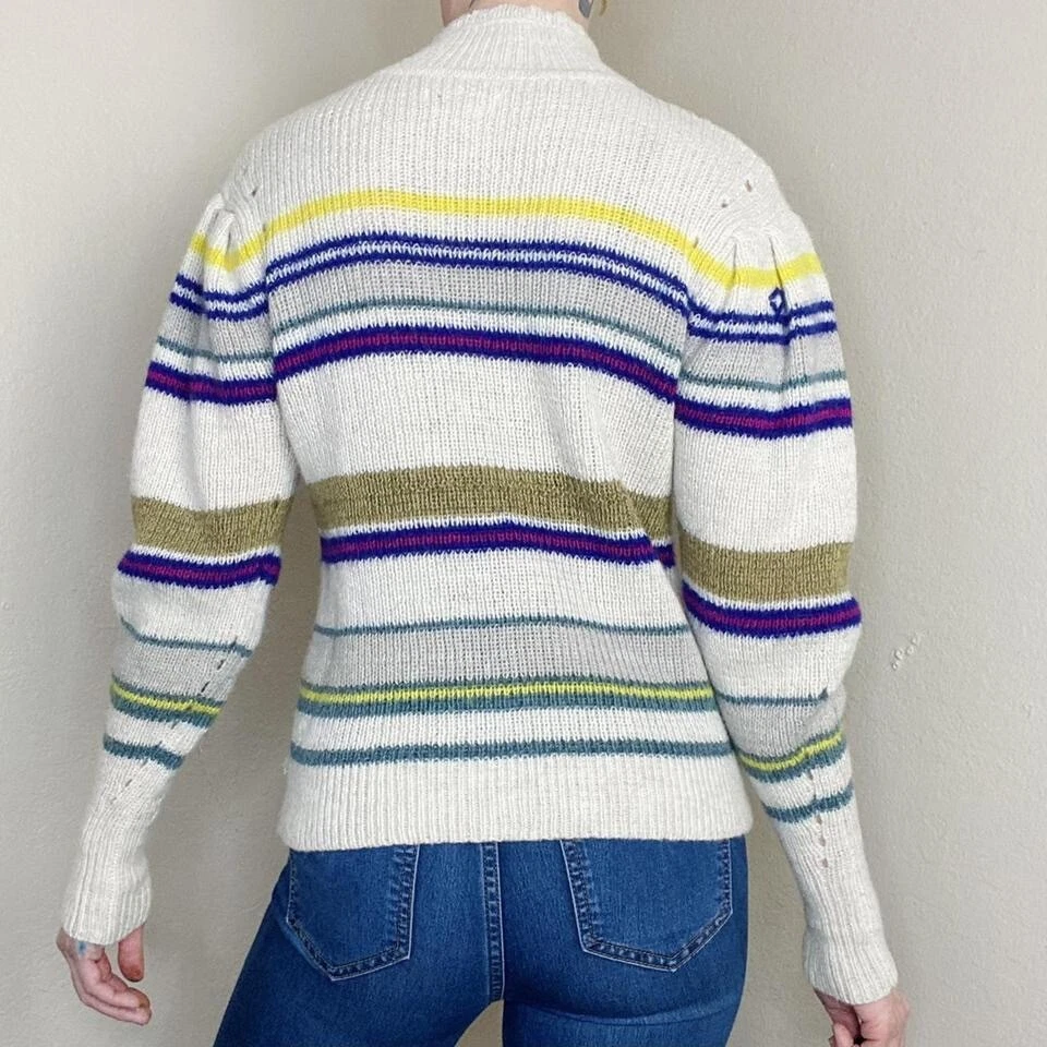 Isabel Marant Etoile Georgie Colorful Abstract Alpaca Wool Turtleneck Sweater - Image 3 of 4