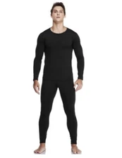 JZCreater Men Thermal Underwear Set Winter Base Layer Top & Bottom Ultra Soft M