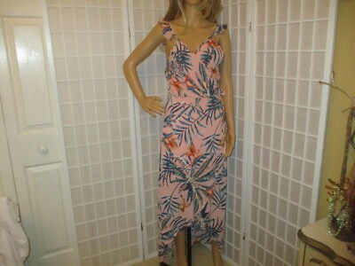 Izzy & Lola sleeveless tropicl print high low hem wrap dress