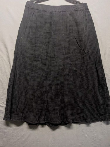 Falda de algodón orgánico fruncido Eileen Fisher talla Lg negra midi boho crepé línea A - Imagen 7 de 17